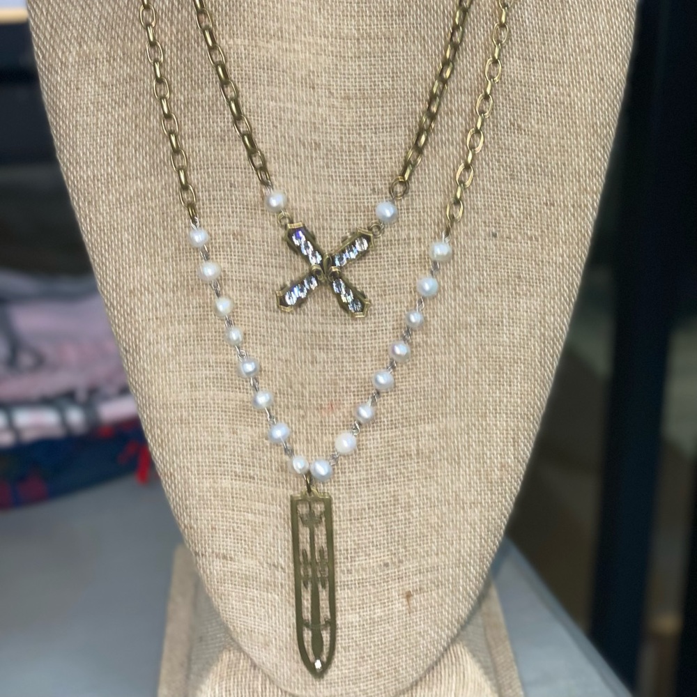 French Kande Swarovski French Kiss with Freshwater Pearls Double Strand